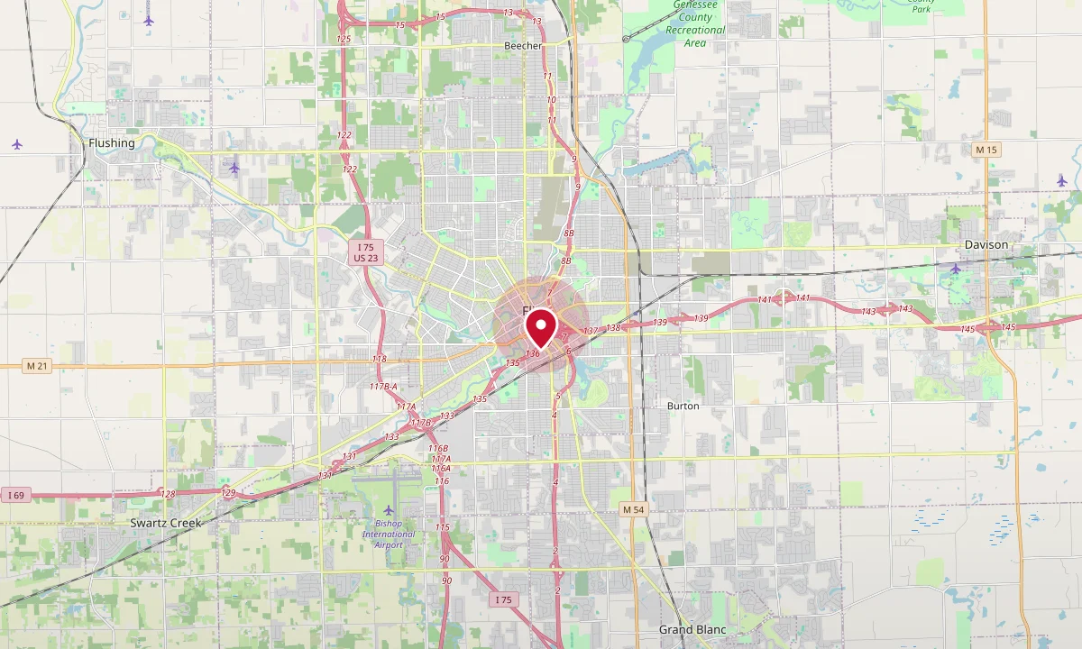 Map showing the Flint office location