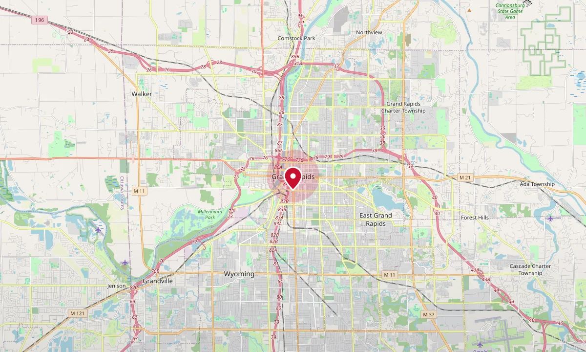 Map showing the Grand Rapids office location