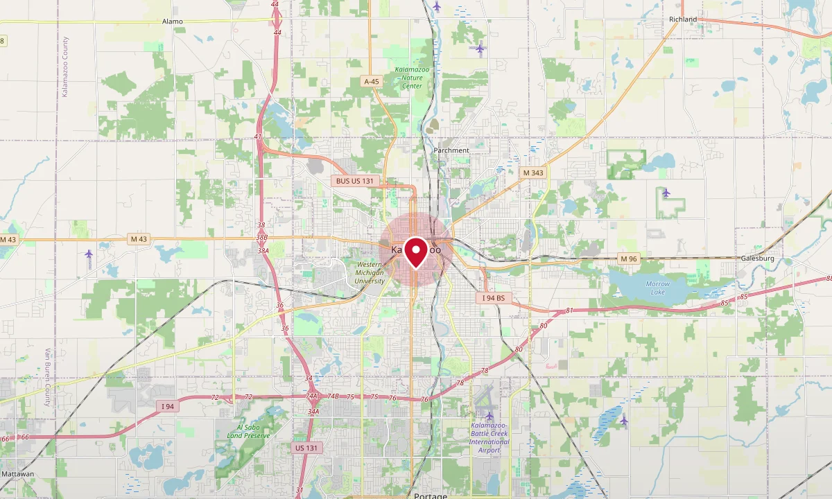 Map showing the Kalamazoo office location