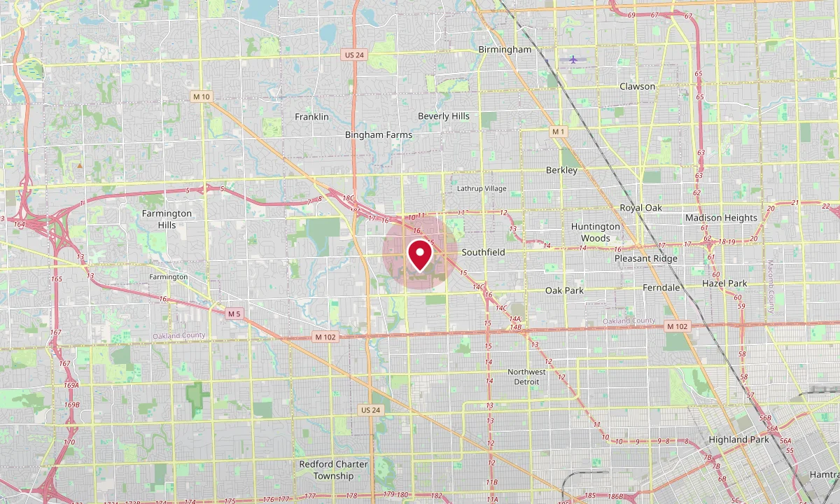Map showing the Southfield office location