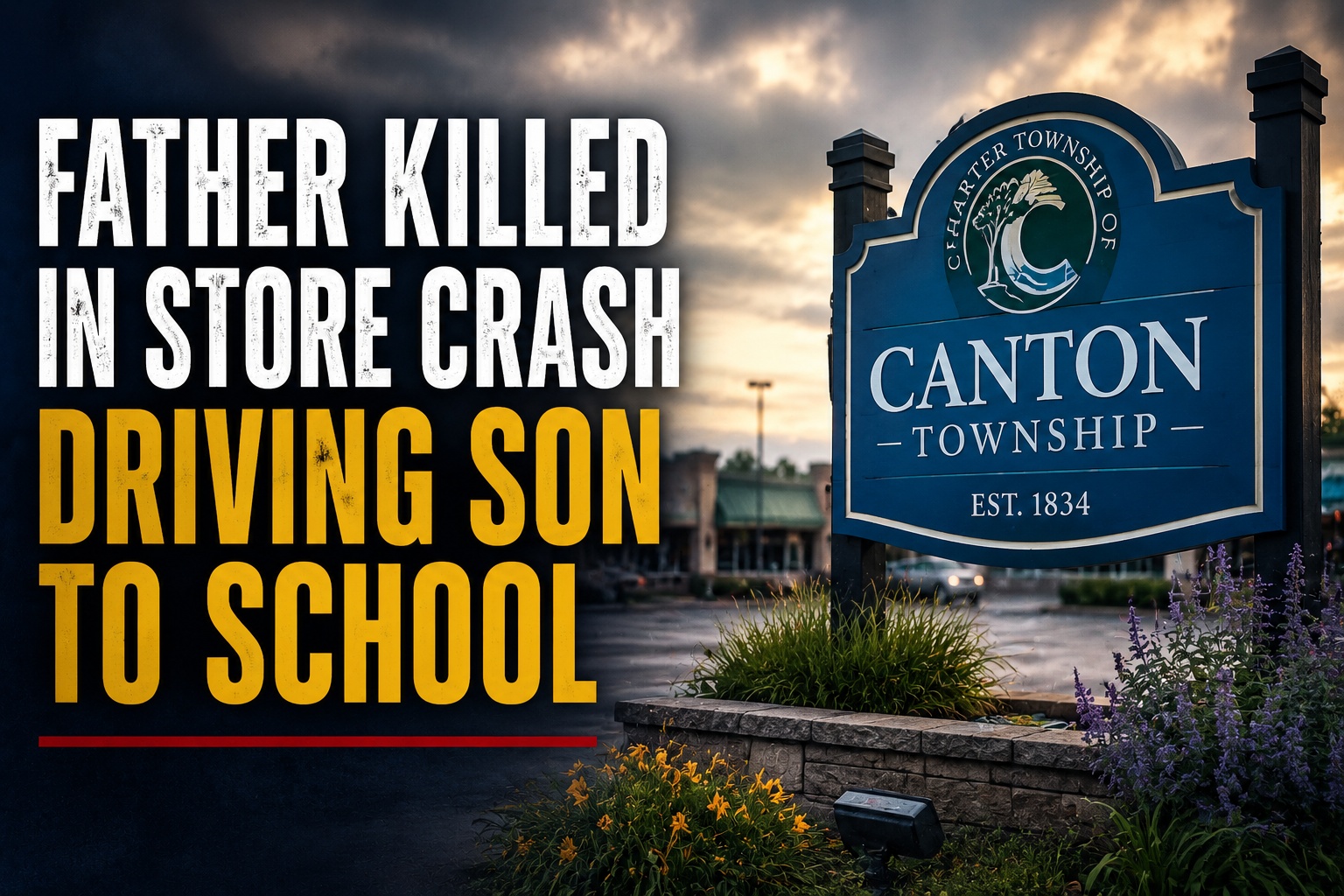 Father Killed After Vehicle Crashes Into Canton Township Store While Driving Son to School