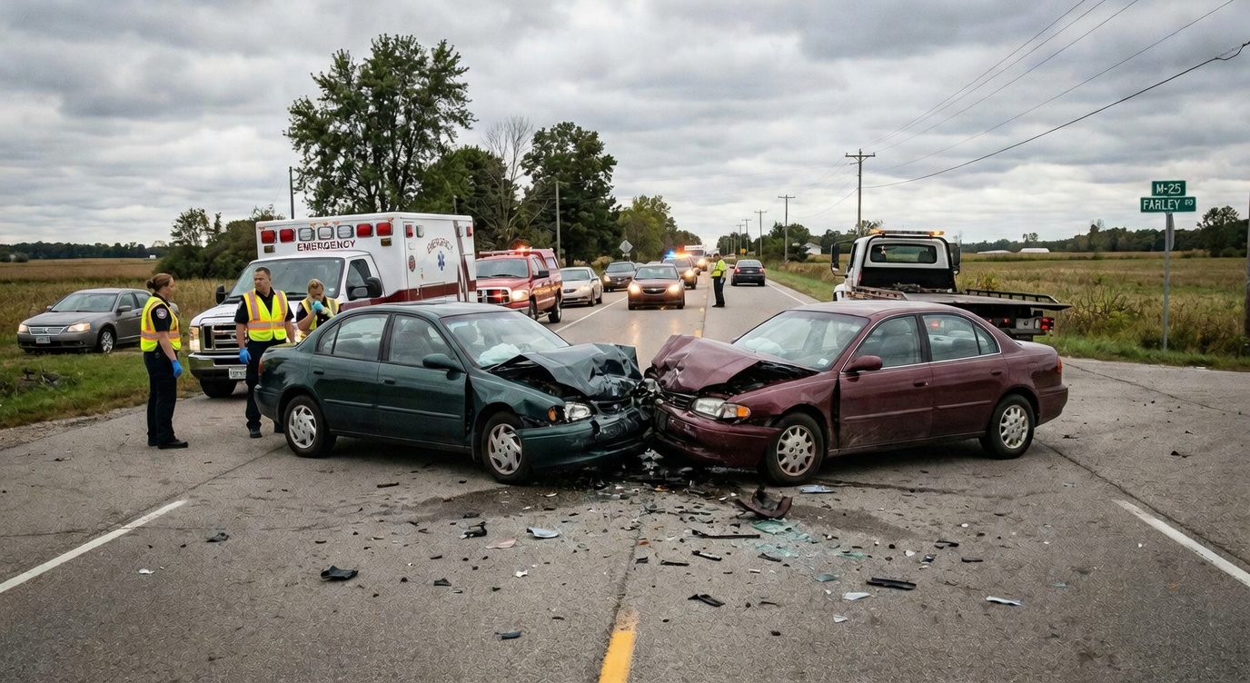 An Eastbound Driver Crossed the Center Line on M-25 in Hampton Township. Two People Are Seriously Hurt. This Is What Comes Next.