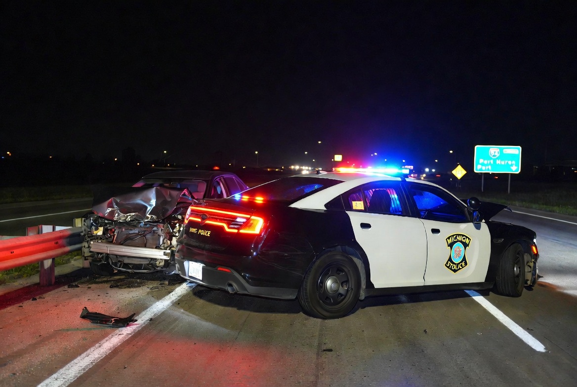 Michigan State Police Trooper Injured After Suspected Drunk Driver Hits Patrol Car an I-94 in Wayne County
