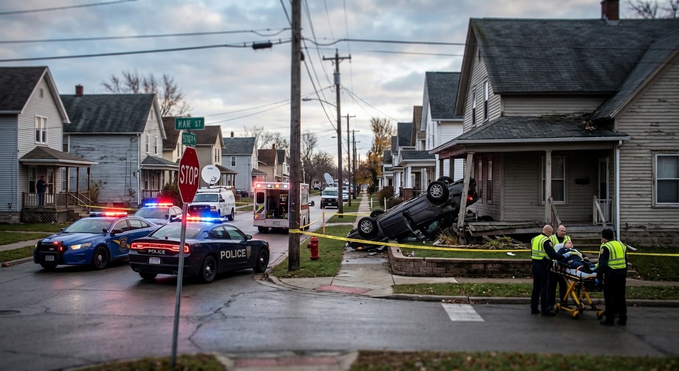 A Driver with a Suspended License Fled Police, Ran a Stop Sign, Rolled His Car into a Saginaw House, and Put Two Officers in the Hospital. This Is What Michigan Law Says Happens Next.