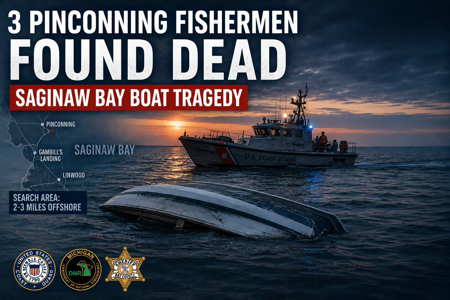Three Missing Pinconning Fishermen Found Dead After Saginaw Bay Boat Incident