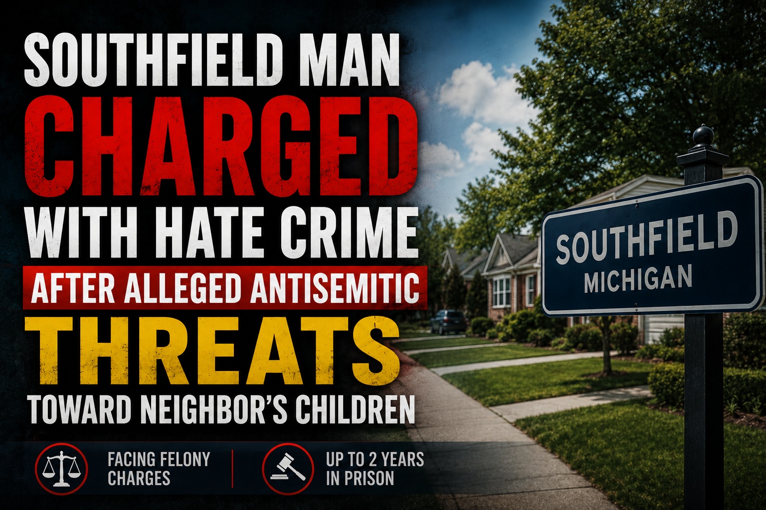 Southfield Man Charged After Alleged Antisemitic Threats Toward Neighbor’s Children