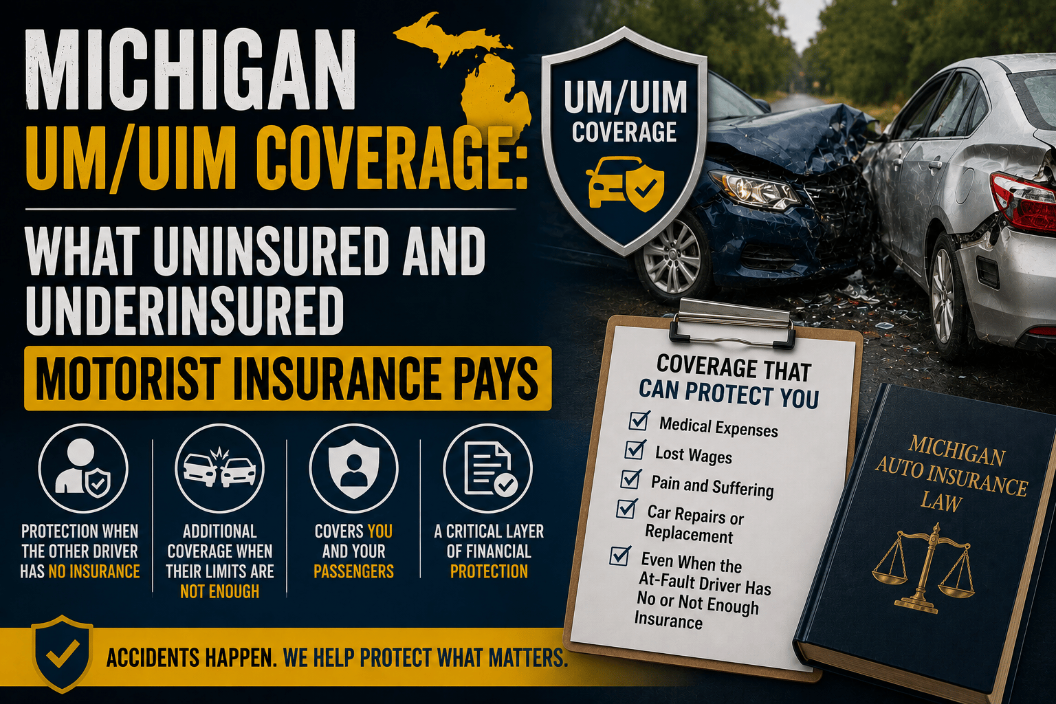 Michigan UM/UIM Coverage: What Uninsured and Underinsured Motorist Insurance Pays