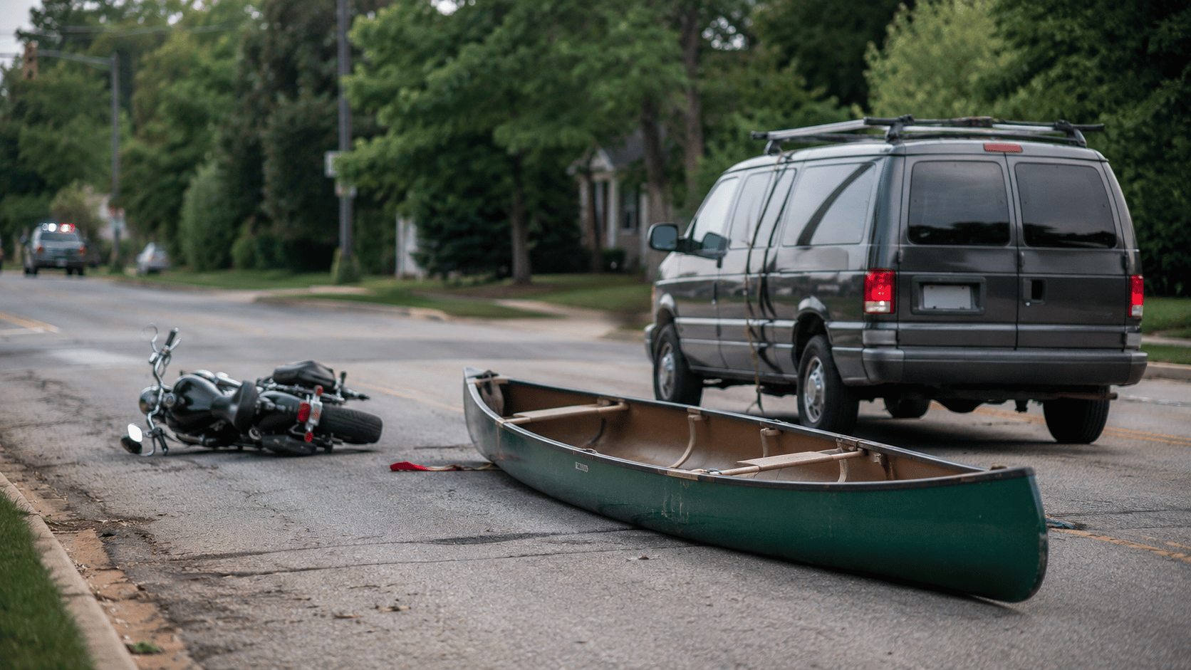 Motorcyclist Seriously Injured After Canoe Falls From Van in Walker