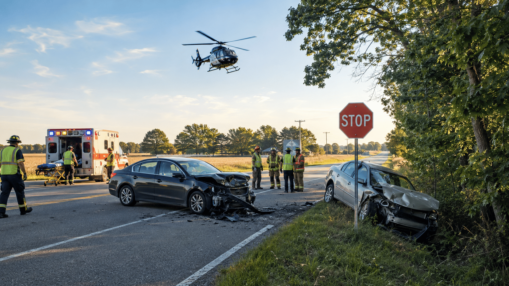 Medical emergency caused Mecosta crash, driver airlifted to hospital.
