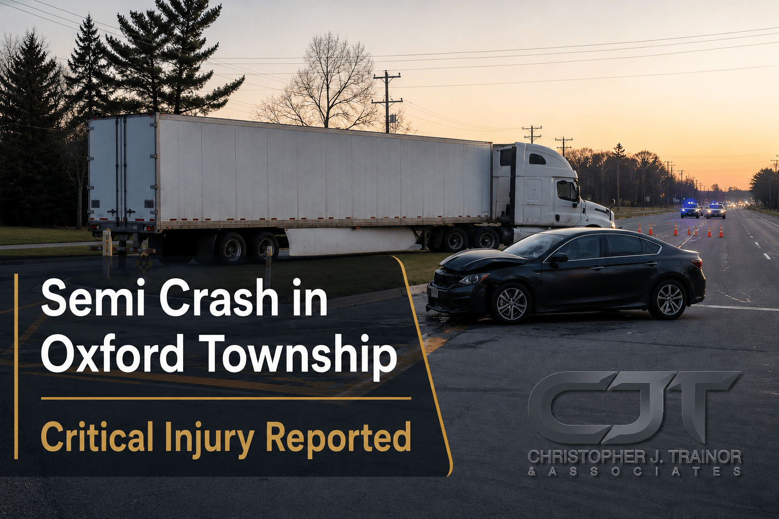 Semi crash in Oxford Township critically injures driver