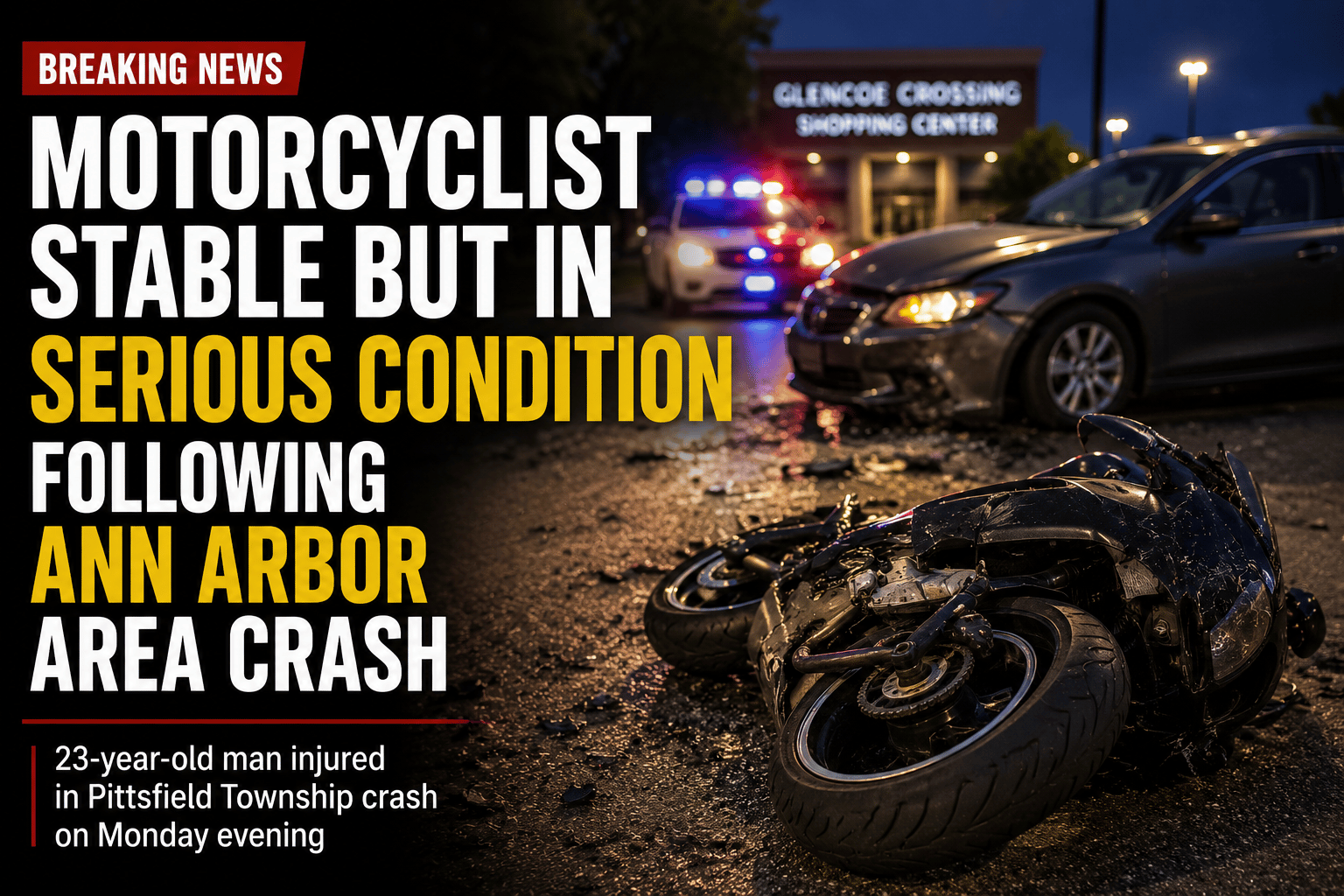 Motorcyclist stable but in serious condition following Ann Arbor area crash