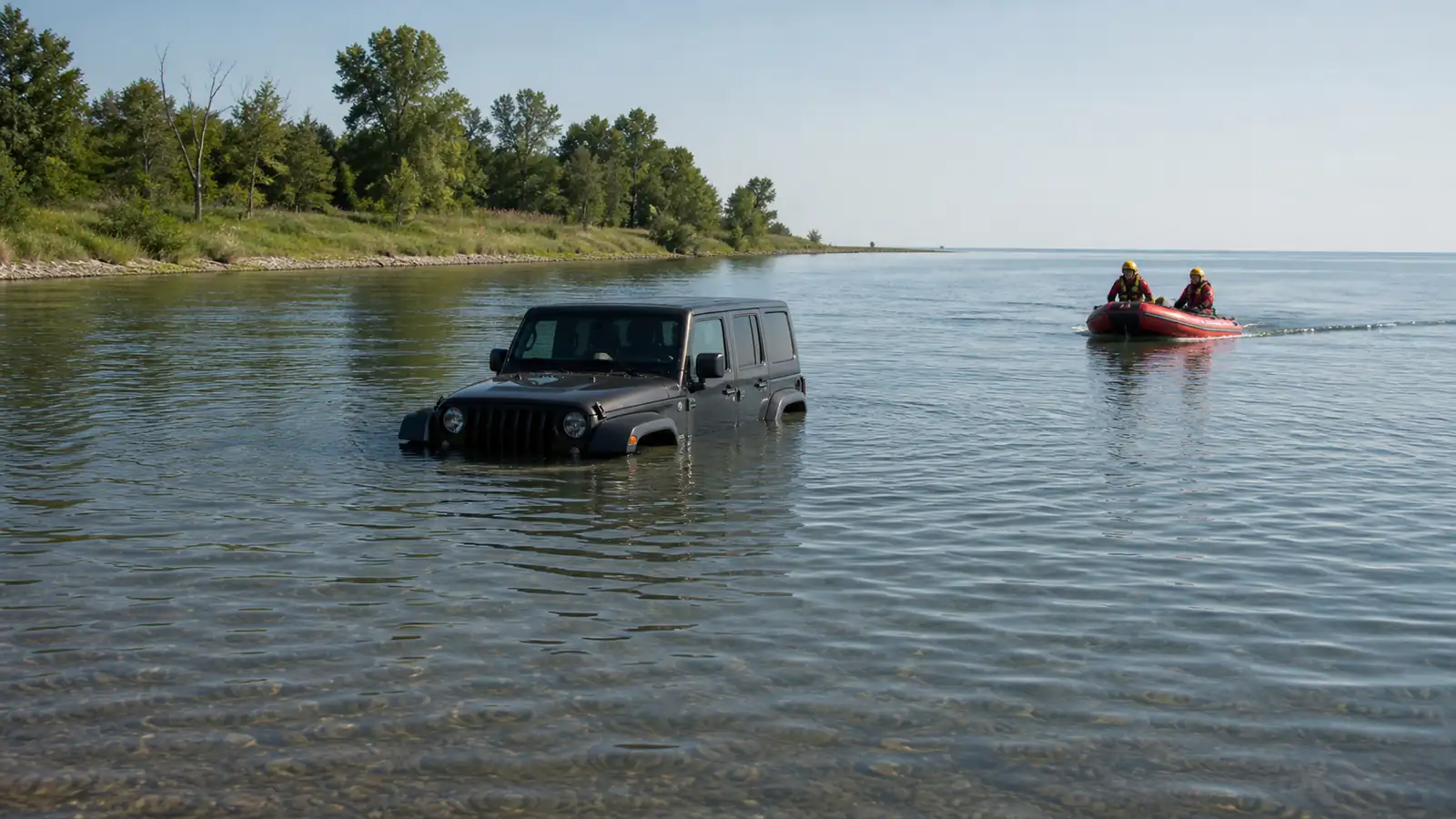 Driver rescued from Jeep stranded in water outside Unionville
