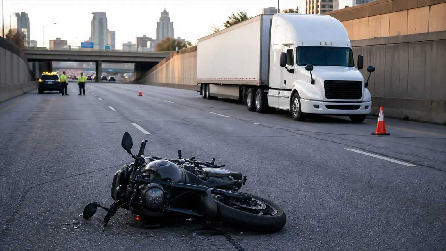 Motorcycle, semi-truck crash closes Lodge Freeway in Detroit