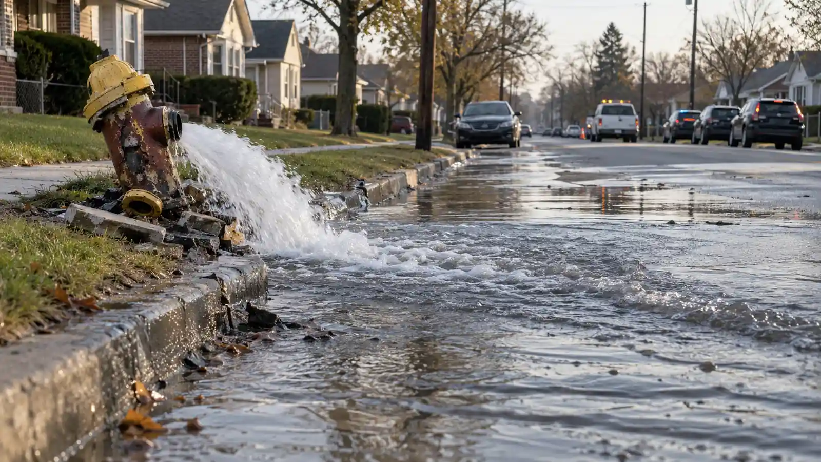 Fire hydrant crash floods Detroit street near Seven Mile Road