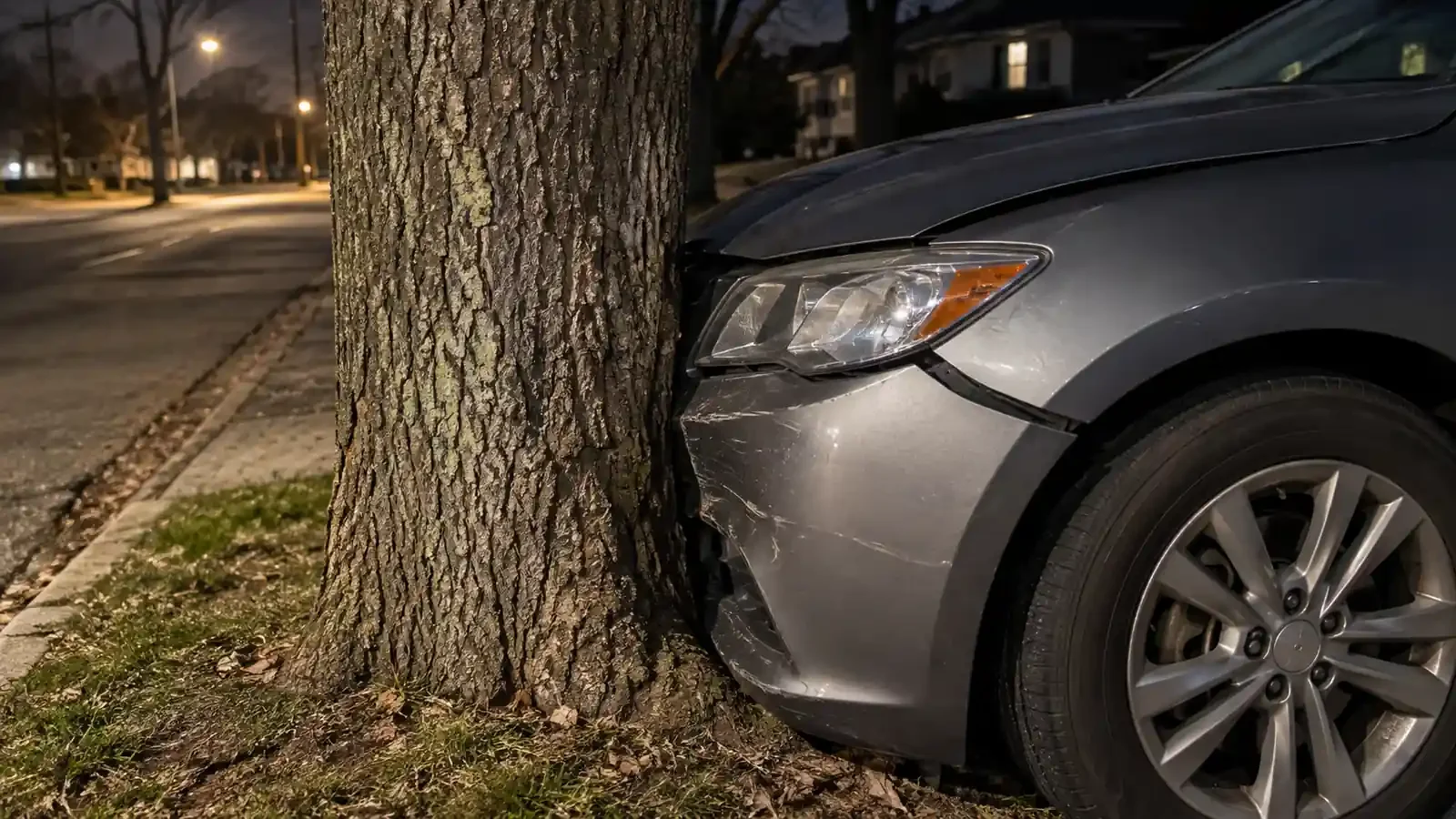 Man hospitalized after Lansing car crash into tree