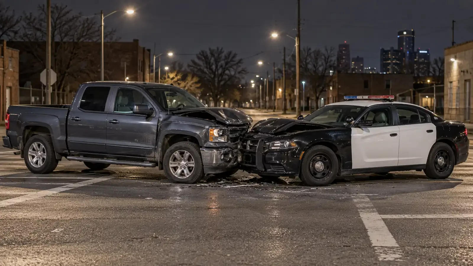Detroit police cruiser crash sends officer to hospital