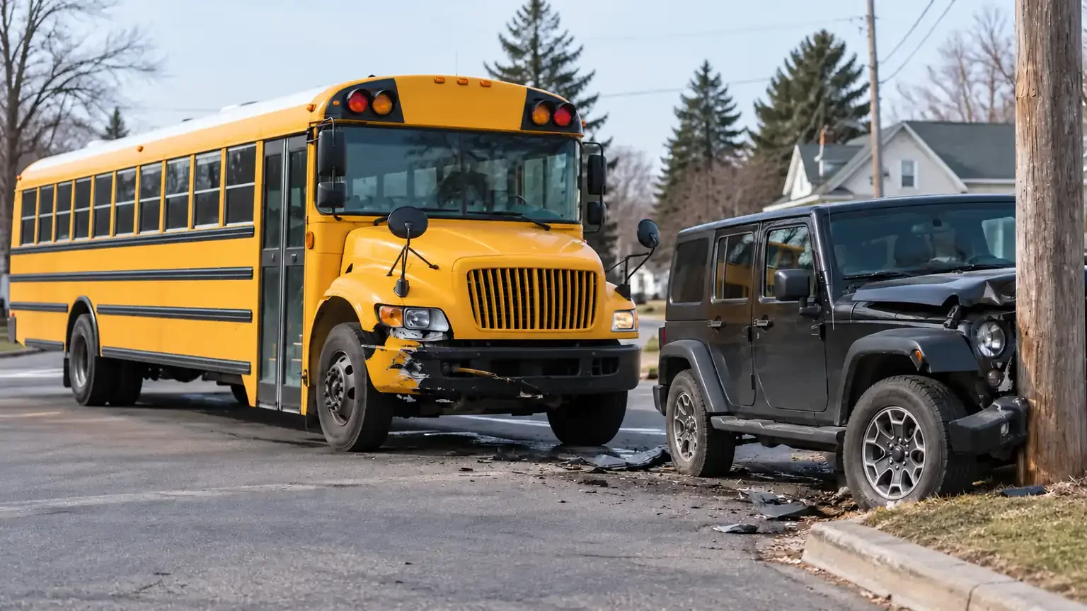 Two injured in Cadillac school bus crash