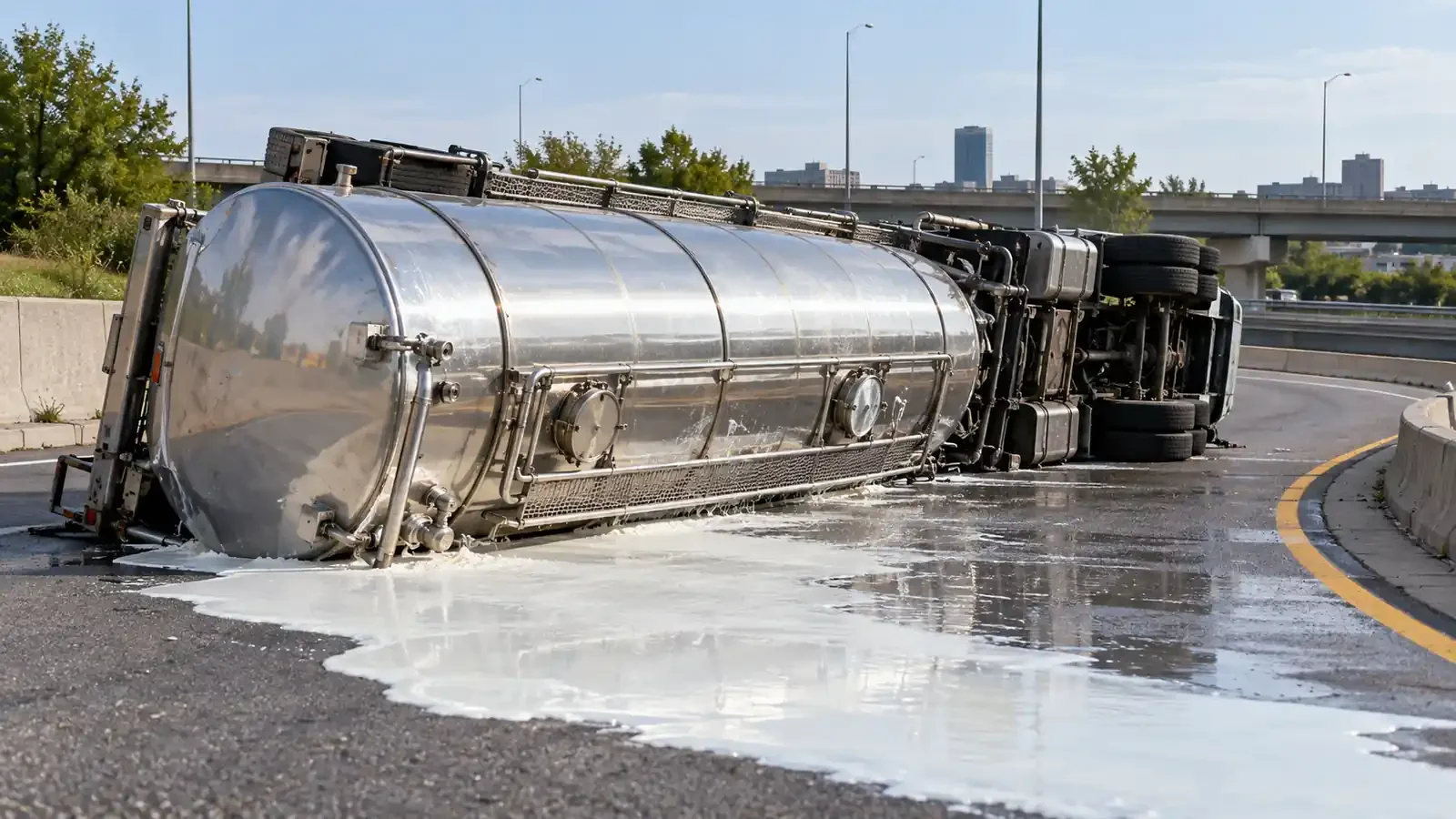 Milk tanker rollover closed I-196 ramp in Grand Rapids
