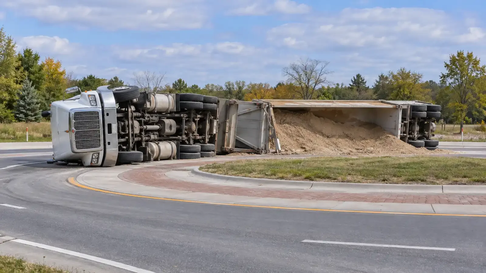 Driver hospitalized after Olive Township gravel truck rollover