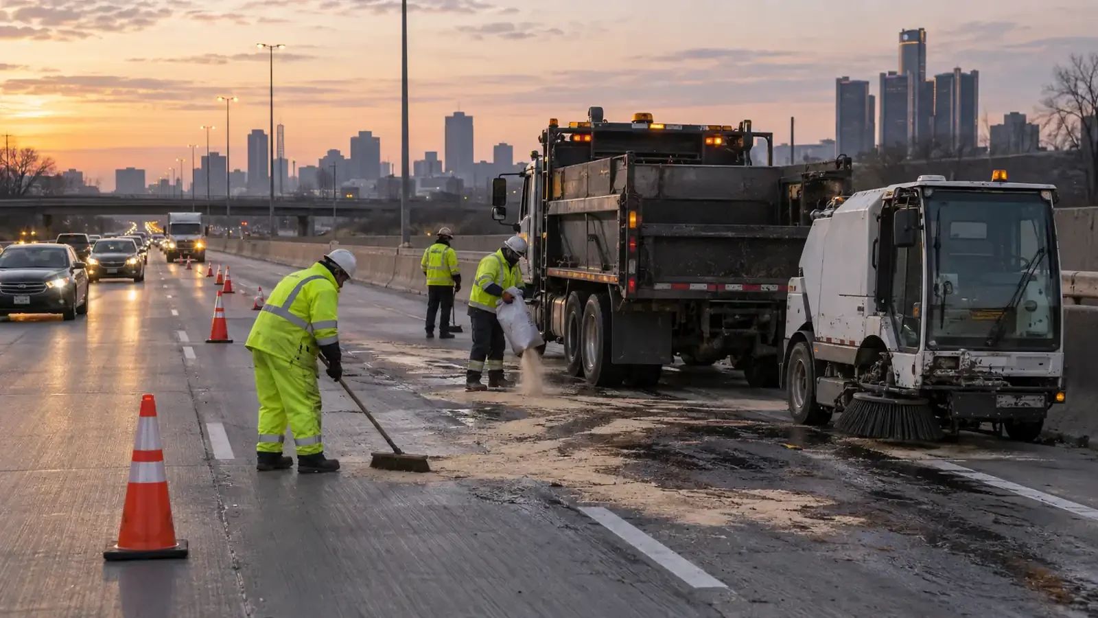 Westbound I-96 reopens after truck crash and diesel spill