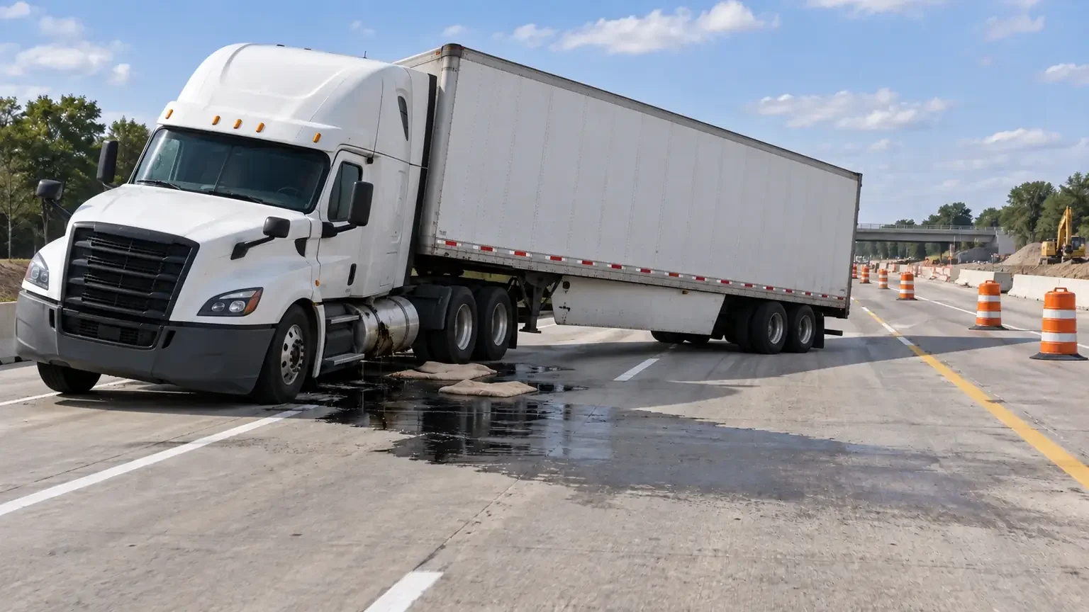 Semi crash diesel spill shut I-94 near Vining Road in Romulus