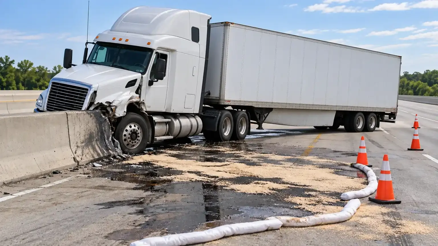 Semi crash fuel spill shut eastbound I-94 in Dearborn
