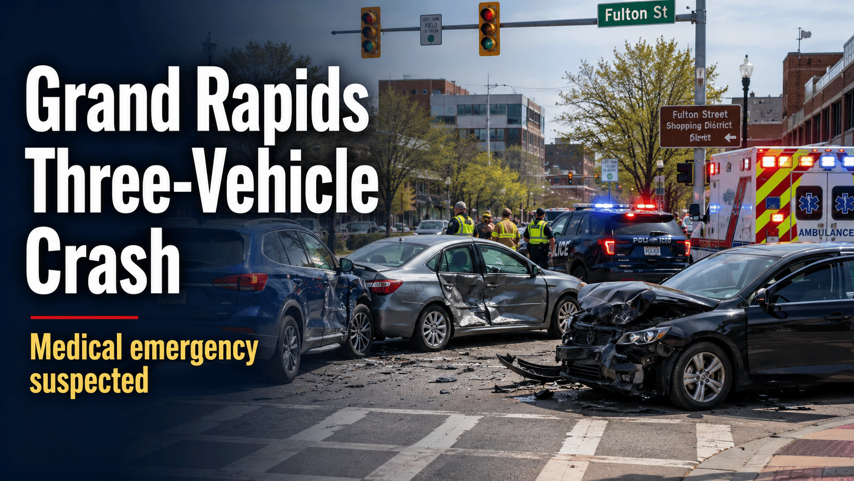 Medical emergency suspected in Grand Rapids three-vehicle crash