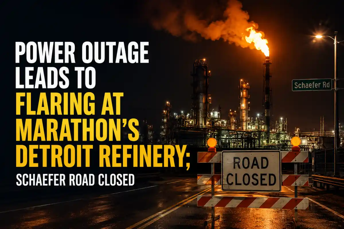 Power outage leads to flaring at Marathon's Detroit refinery; Schaefer Road closed