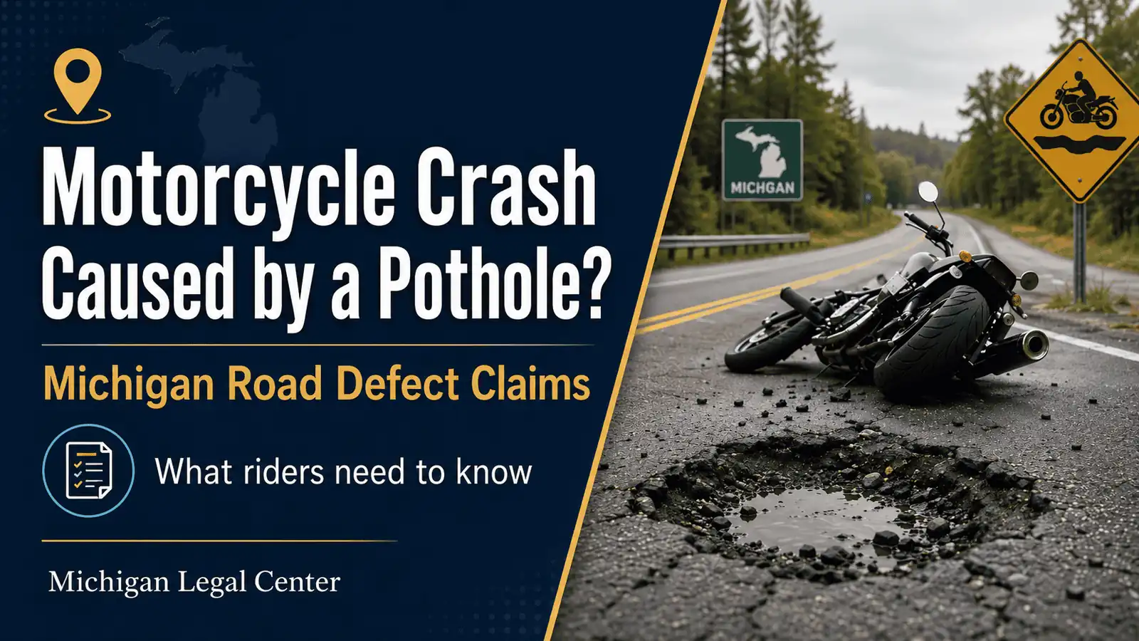 Motorcycle Crash Caused by a Pothole or Road Defect in Michigan
