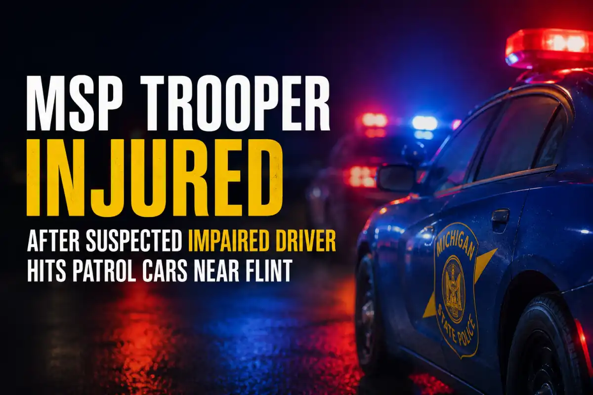 MSP trooper injured after suspected impaired driver hits patrol cars near Flint