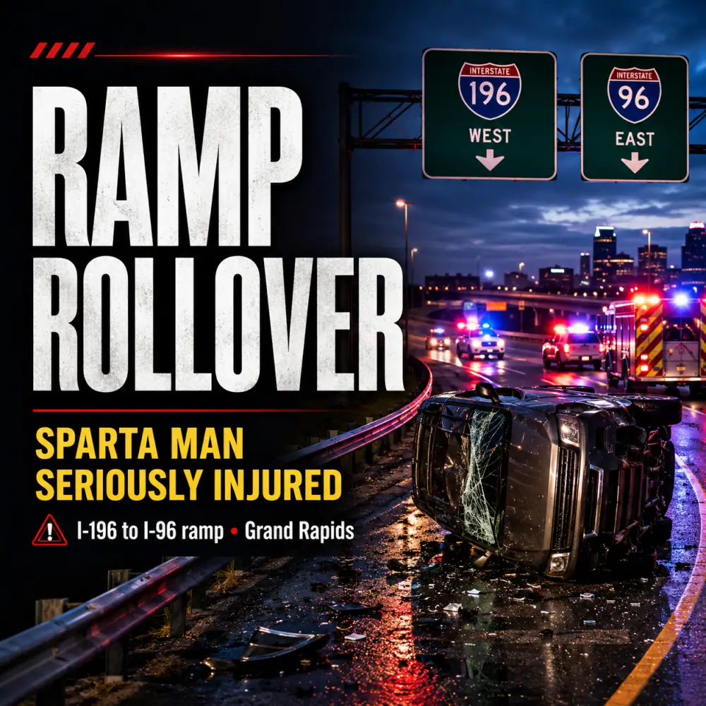 22-year-old Sparta man seriously injured in Grand Rapids highway ramp rollover