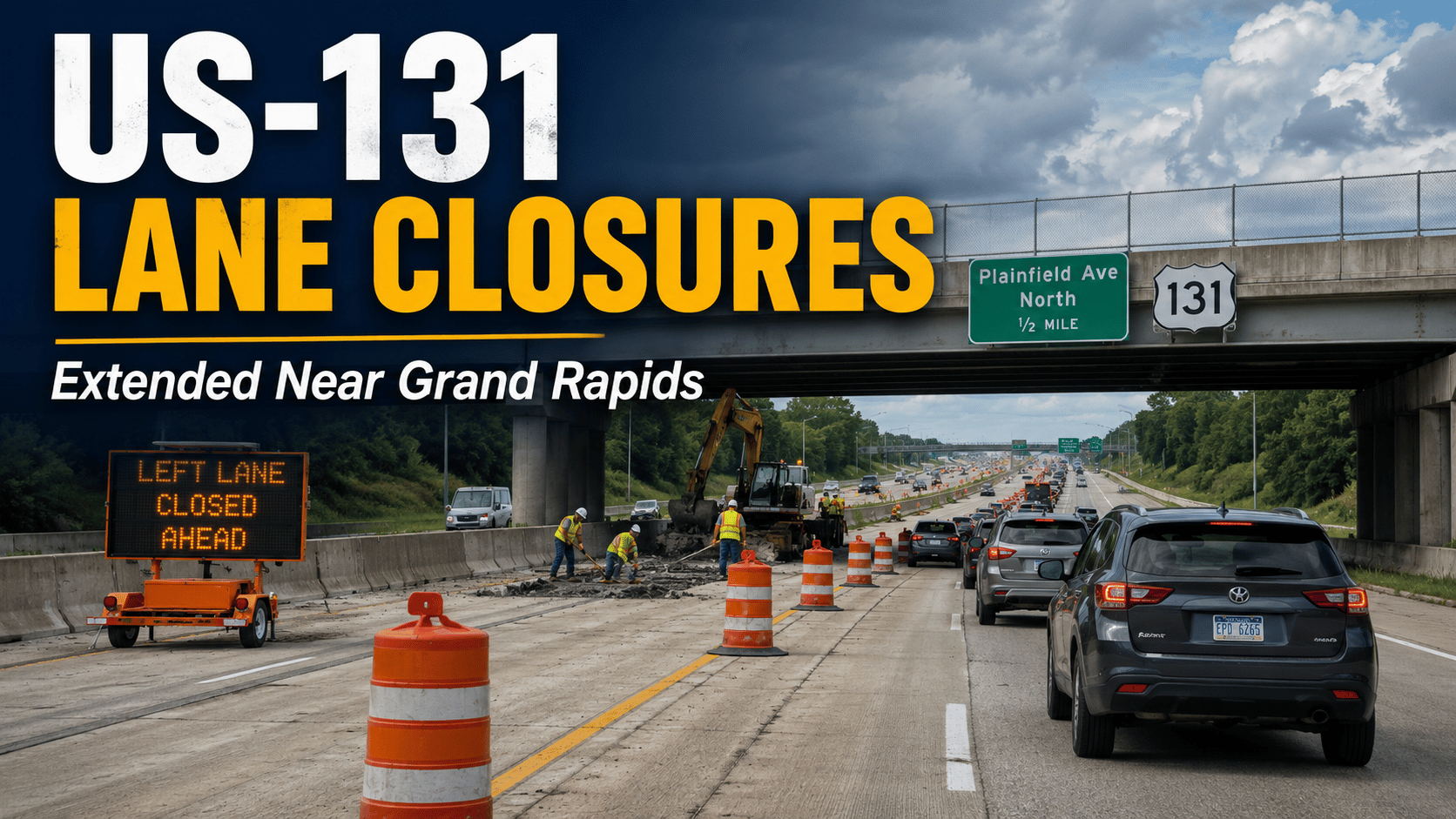 US-131 lane closures extended near Grand Rapids after bridge-deck pothole