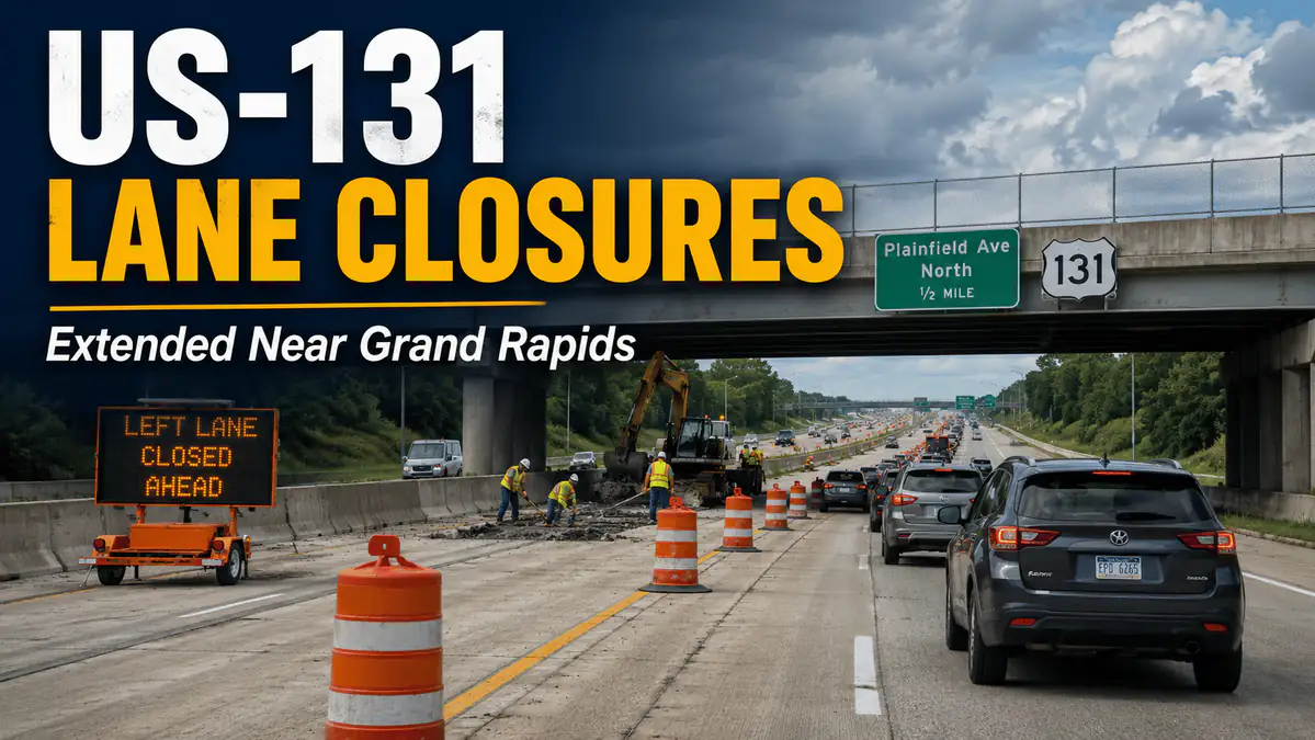 US-131 lane closures extended near Grand Rapids after bridge-deck pothole